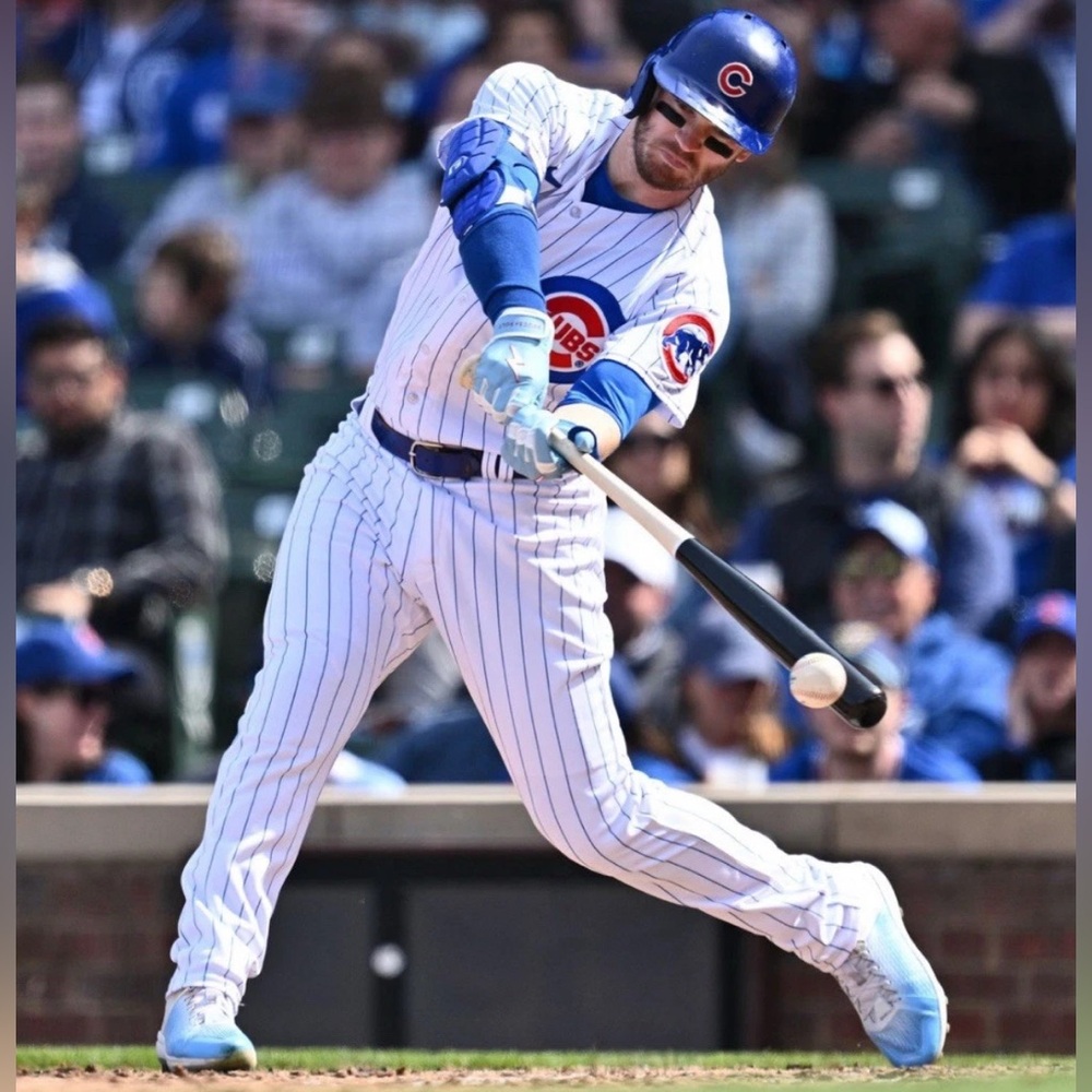 Nike Authentic Pinstripe Chicago Cubs Ian Happ #8 MLB Jersey Men’s Sz: Large - Picture 2 of 7